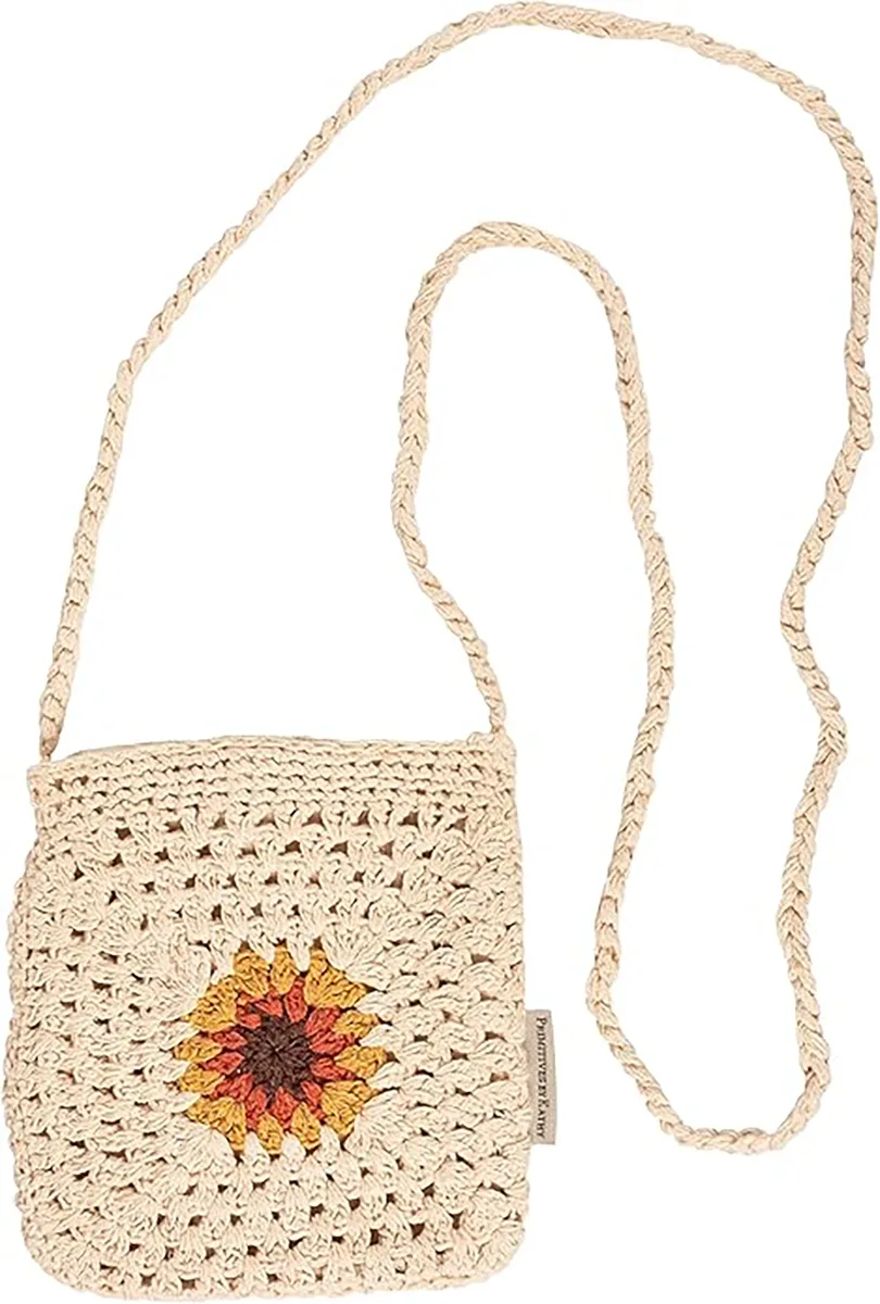 Primitives By Kathy Primitives By Kathy Crossbody Bag Sunflower Crochet 32 inch drop — product photo