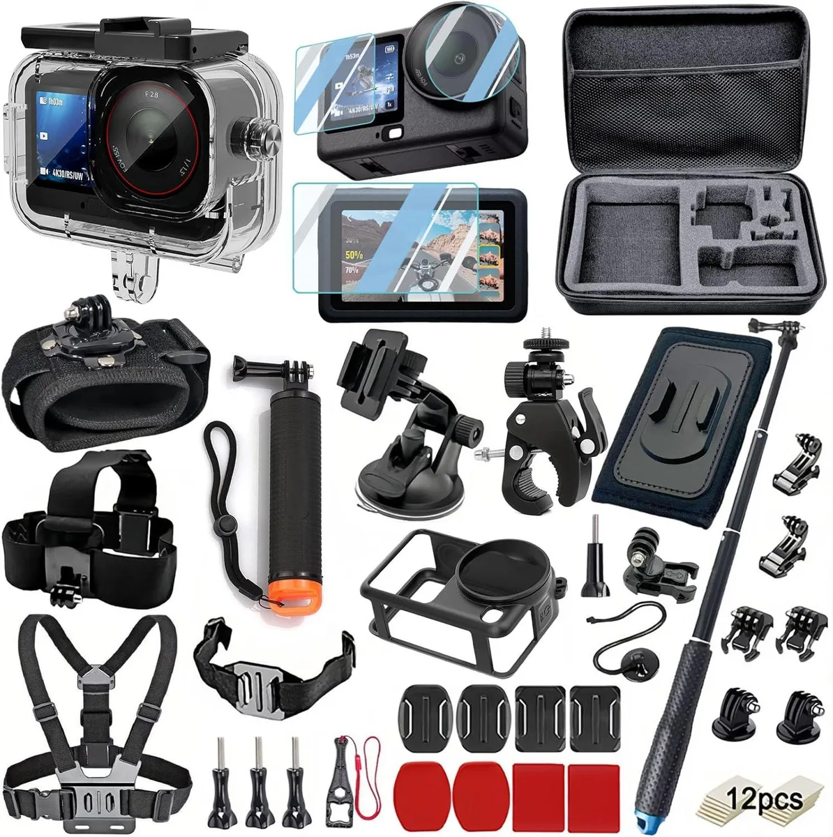 BONAEVER BONAEVER Accessories Kit DJI OSMO Action 6 70m Waterproof Housing Floaty Bobber Mounts Carrying Case — product photo