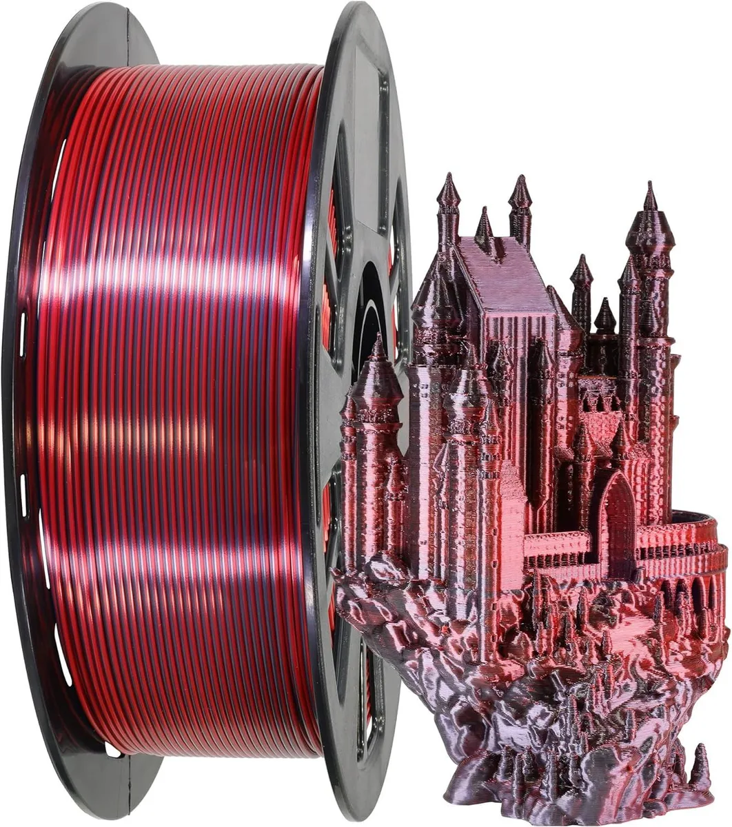 BFKK BFKK Silk PLA Shiny Red Black 2 Colors in 1 Coextrusion 3D Filament 1.75mm 1KG — product photo