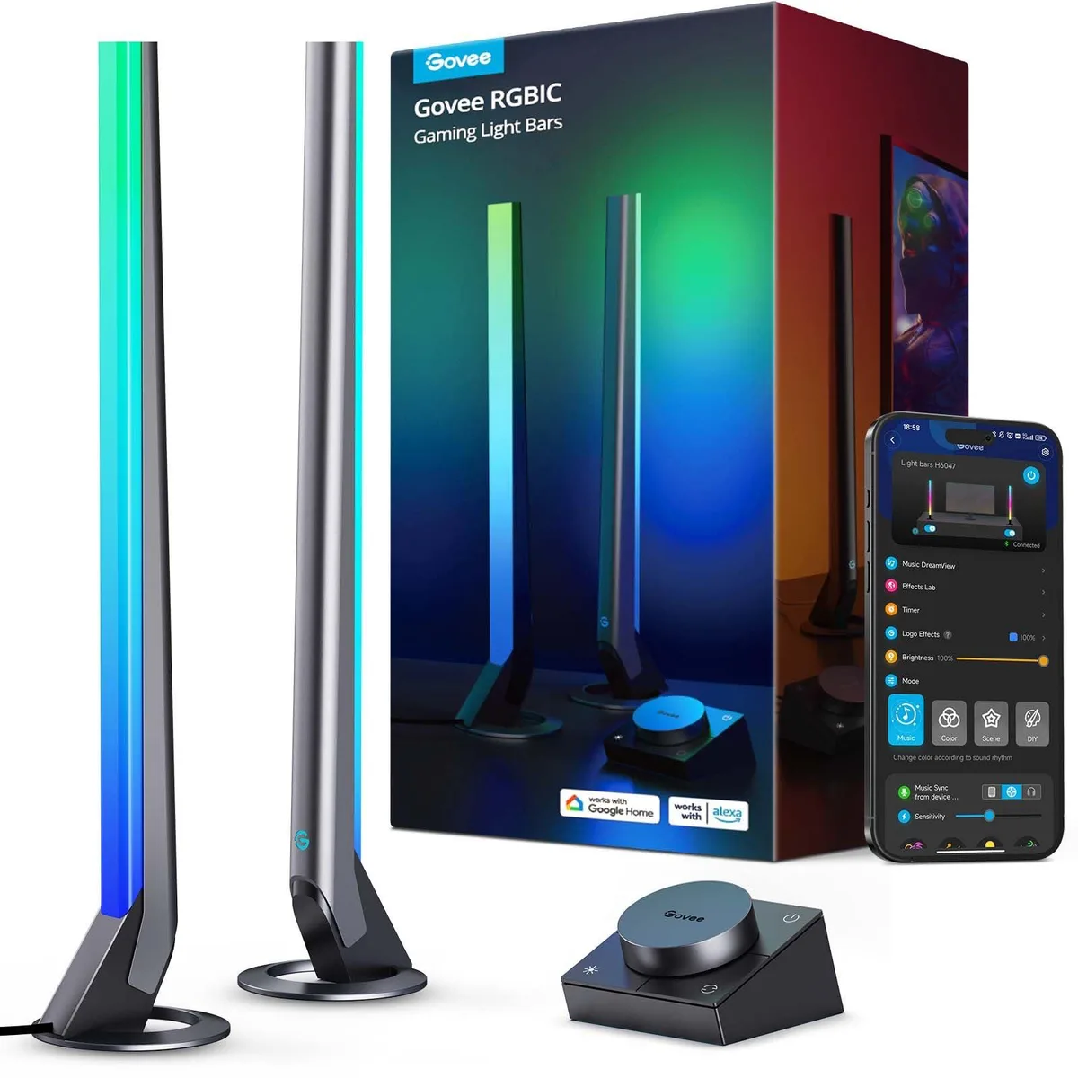  Verilux H6047 RGBIC Gaming Light Bars 16.7" 62 LED accent lighting — product photo