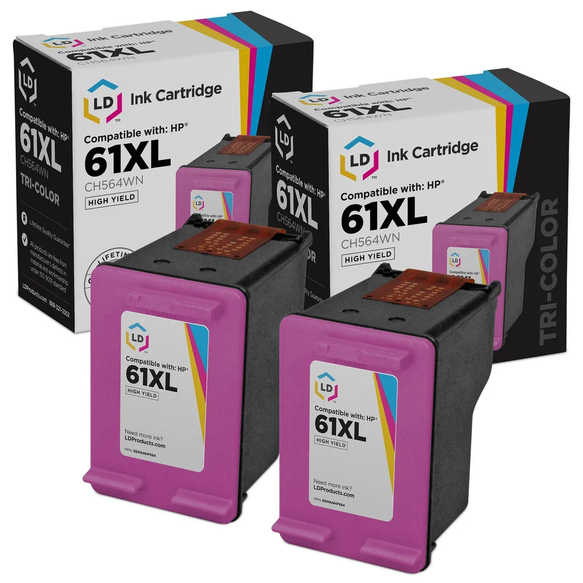 LD Products LD Products HP 61XL CH564WN High Yield Tri-Color Ink Cartridge — product photo