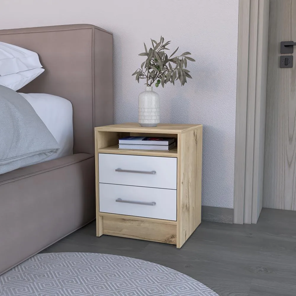 tuphen tuphen Nightstand Cartiz Two Drawers White Light Oak 15.7W 19.9H — product photo