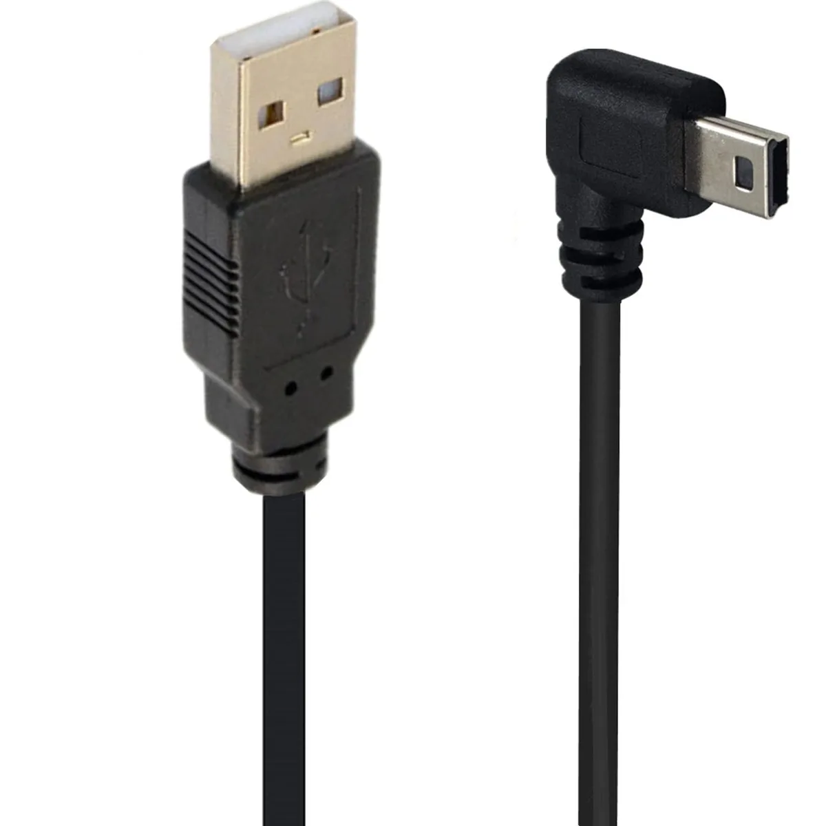 WRIARICH WRIARICH Mini USB 5pin B Male to USB 2.0 Male 90° Right Angle Cable 4.9FT Black — product photo