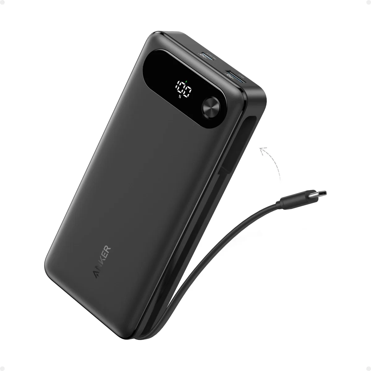  Anker A1383 20000mAh power bank 87W built-in USB-C cable black — product photo