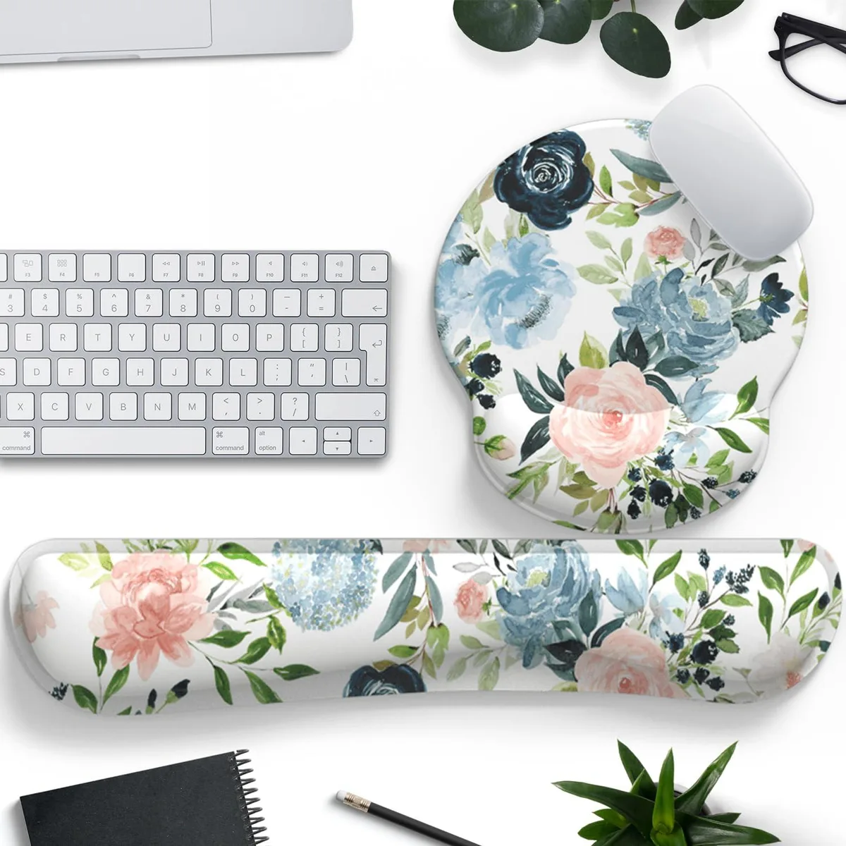  Mechanical Cattle DFAGFA5635 Orchid Pink Flowers Extended Mouse Pad Wrist Rest Set 17.32 x 9.84 in — product photo