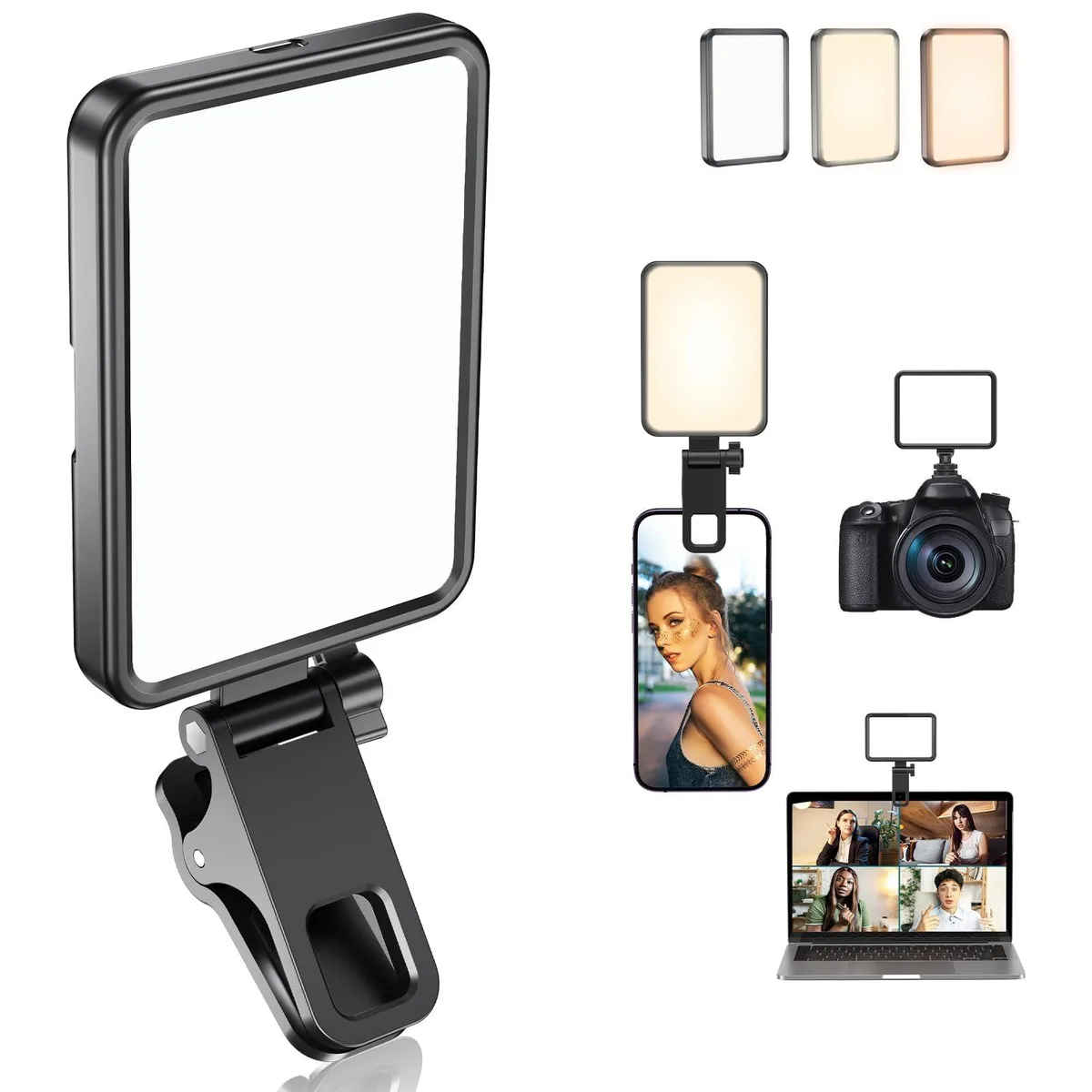  Neewer DT-02 Rechargeable Selfie Light Black 4.09in 10 Brightness 3 Modes — product photo