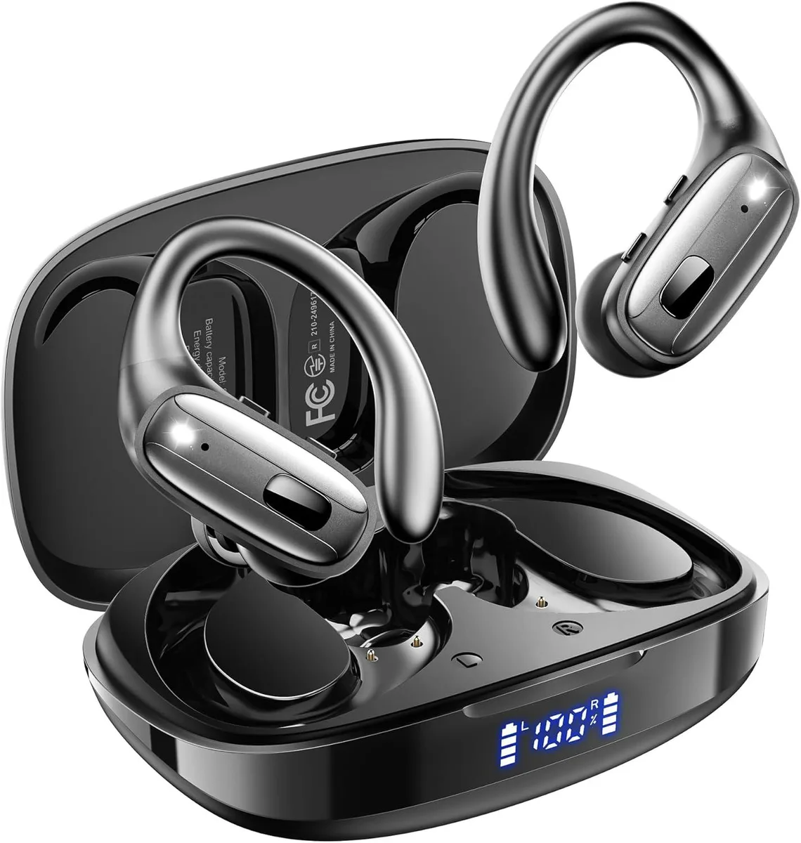 YINGHUA YINGHUA S12 Wireless Earbuds Bluetooth 5.4 80Hr IPX7 Black — product photo