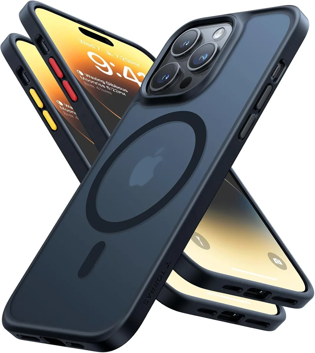 Translucent back with black edge bumper, slim MagSafe case for iPhone 14 Pro