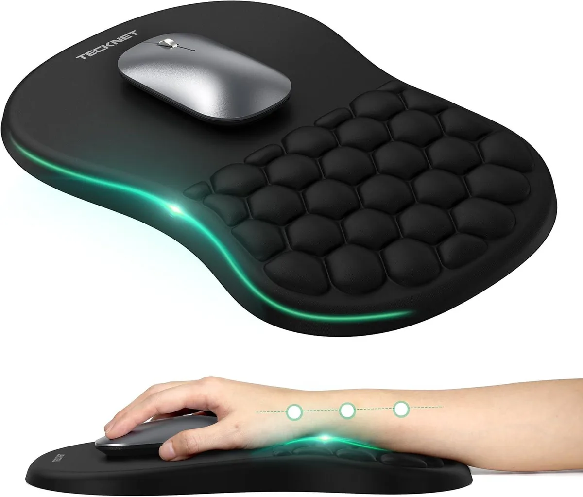 Brainwavz Brainwavz Ergonomic Mouse Pad with Massage Beads 12x8 Inches Black — product photo