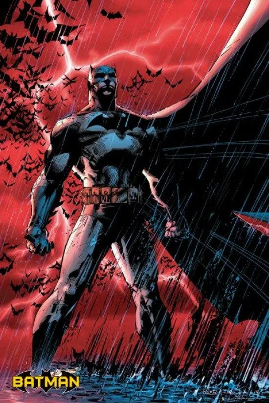 Batman comic poster print 22 x 34 red glossy paper rolled in tube