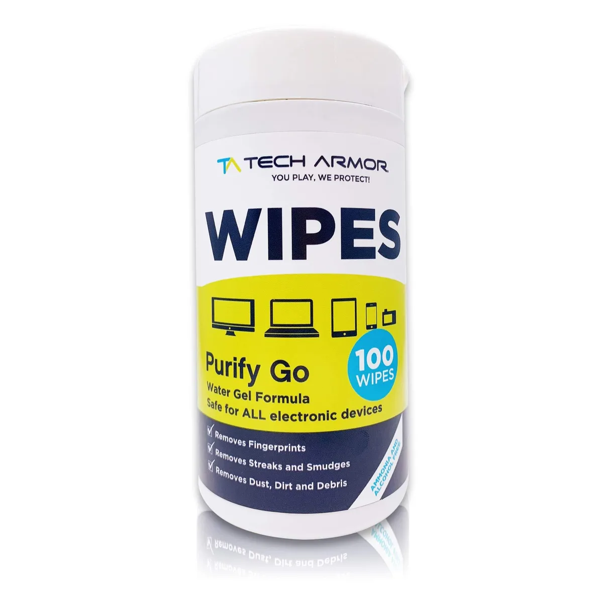  Tech Armor Purify Go Cleaning Wipes 100 Wipes Microfiber .28 kg Arizona Cardinals — product photo