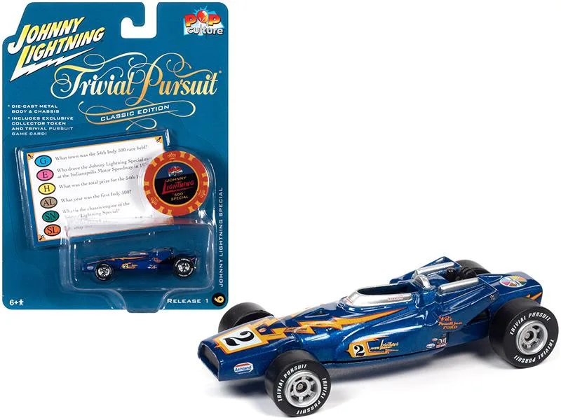JOHNNY LIGHTNING JOHNNY LIGHTNING Special Blue Metallic with Poker Chip and Trivial Pursuit Game Card 1/64 Diecast Vehicle — product photo