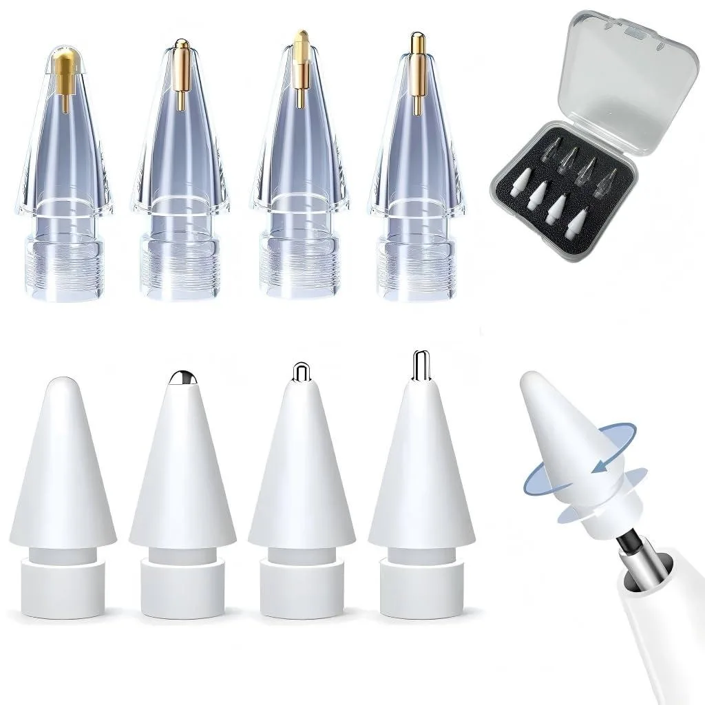 thexxa Replacement Tips for Apple Pencil (4 White + 4 Transparent) — product photo