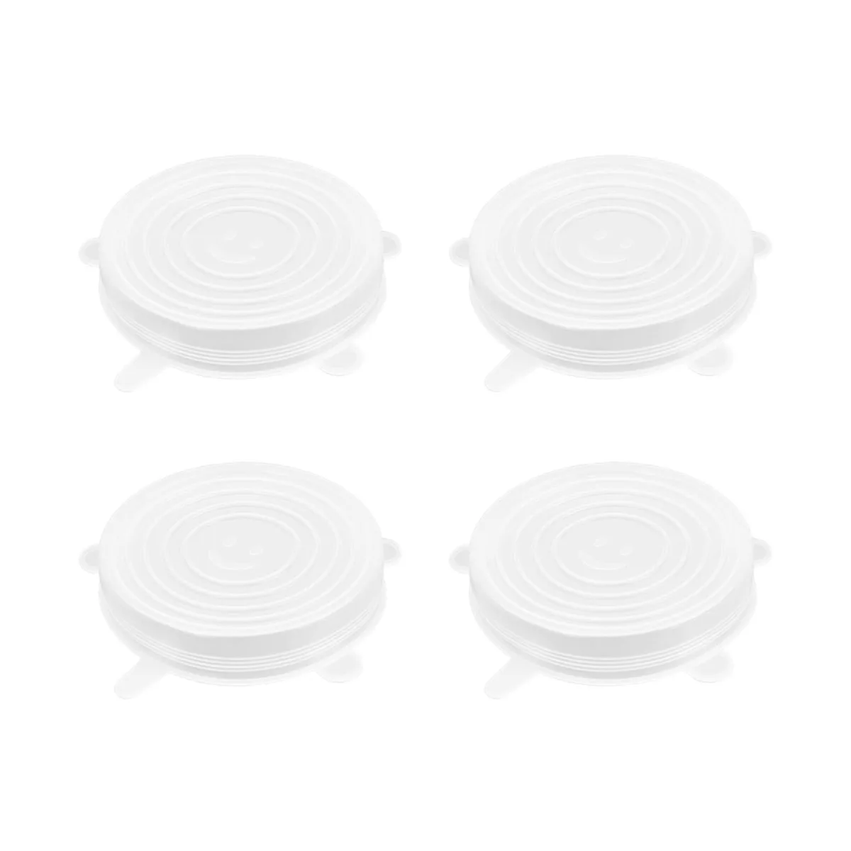 Four round translucent silicone lids 11.5 cm diameter