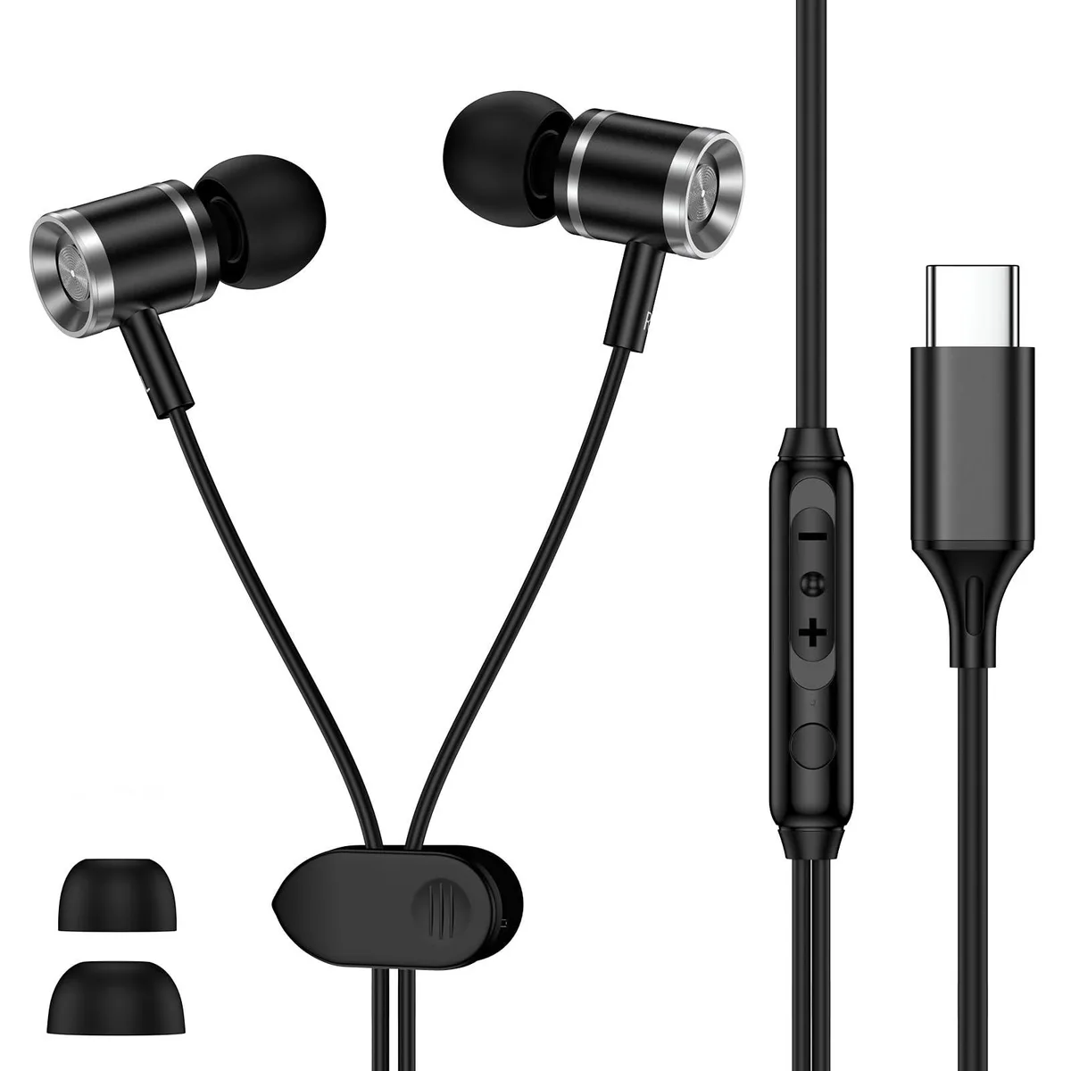  SuperTooth In-Ear Headphones USB-C Wired Black 14.2mm DAC 96kHz 24-bit 4ft TPE 3 tips — product photo