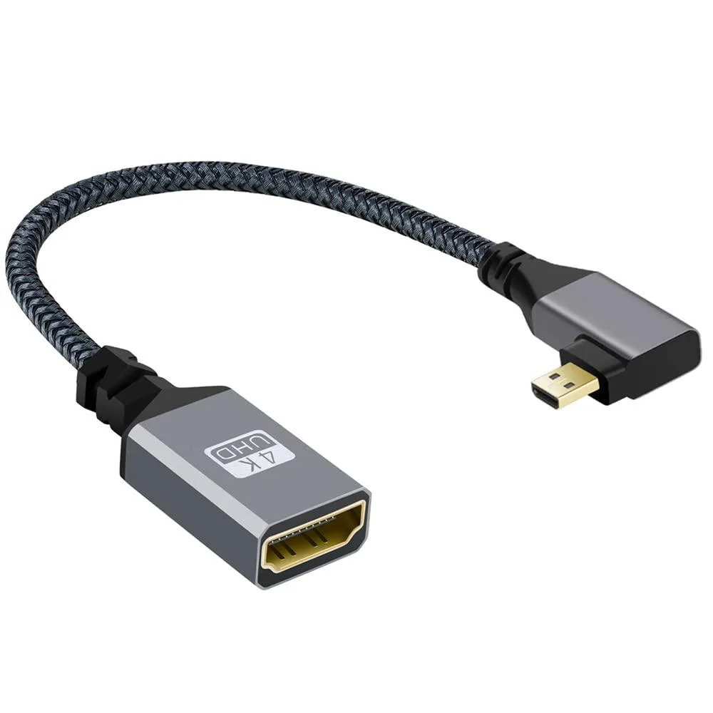 Fervit Fervit Micro HDMI 1.4 Male 90 Degree Right Angled to HDMI Female Extension Cable — product photo