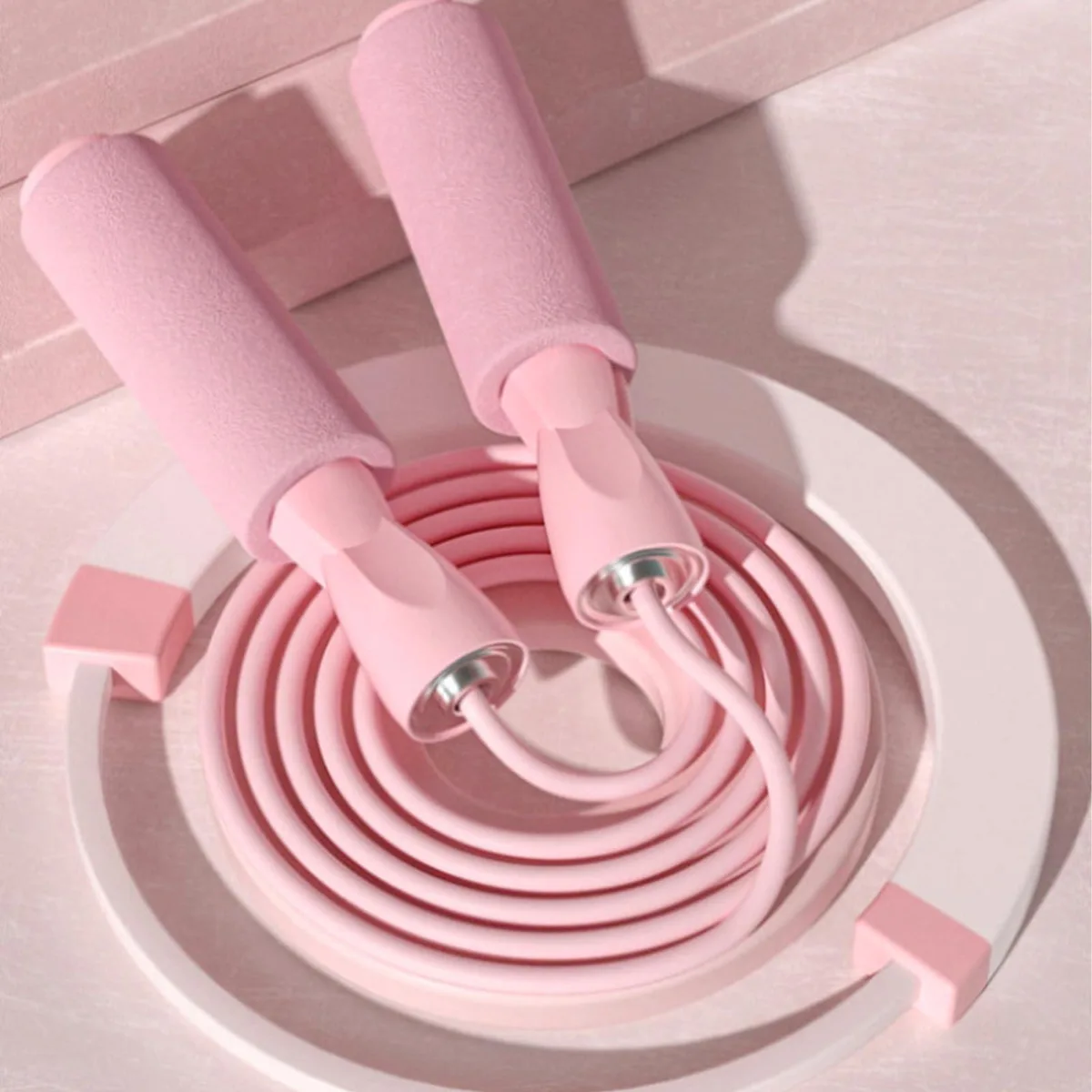Pink Adjustable Skipping Rope with Soft Foam Handles — product photo