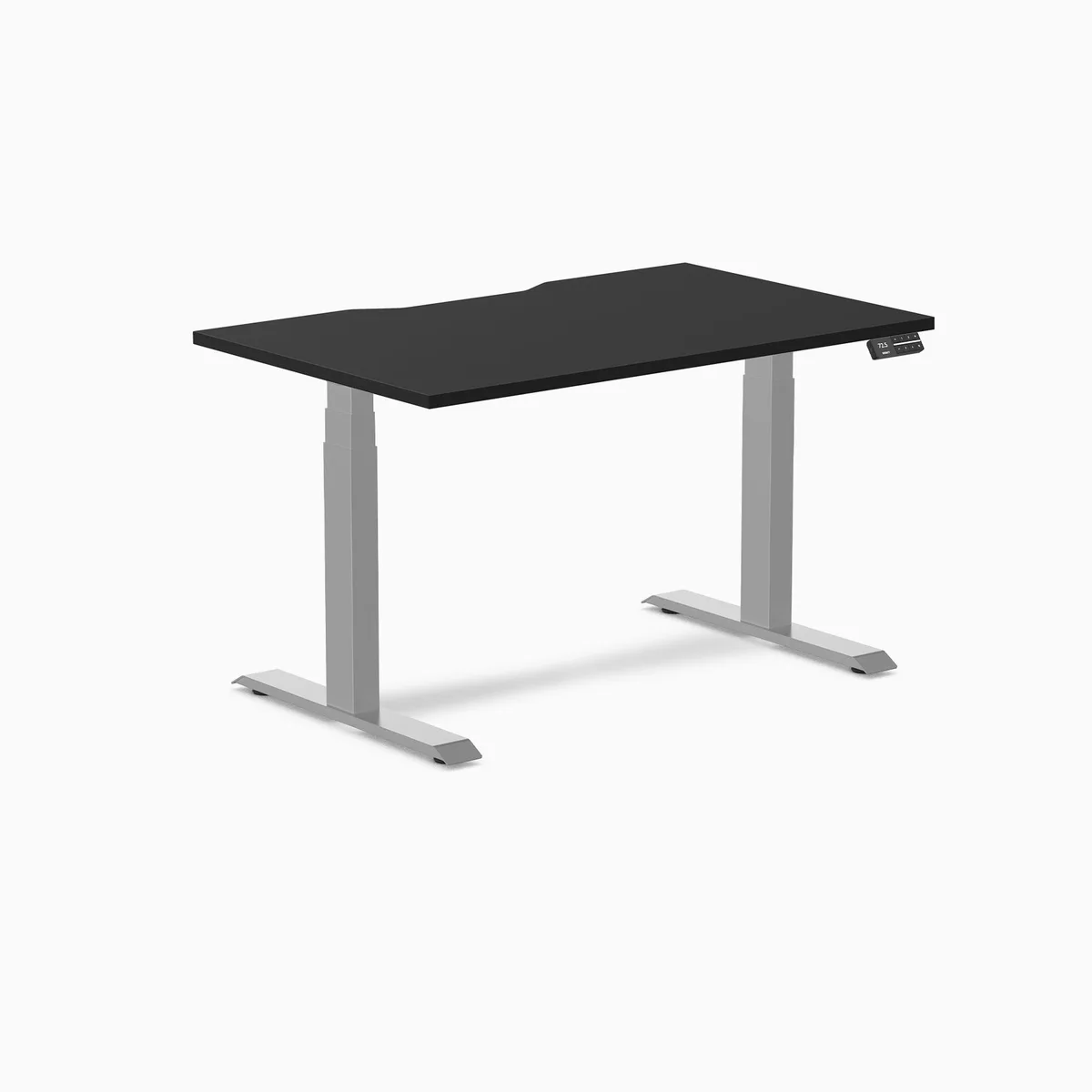 Desky Desky Dual Scalloped Laminate Sit Stand Desk Black Gray 47.2 x 29.5 in — product photo