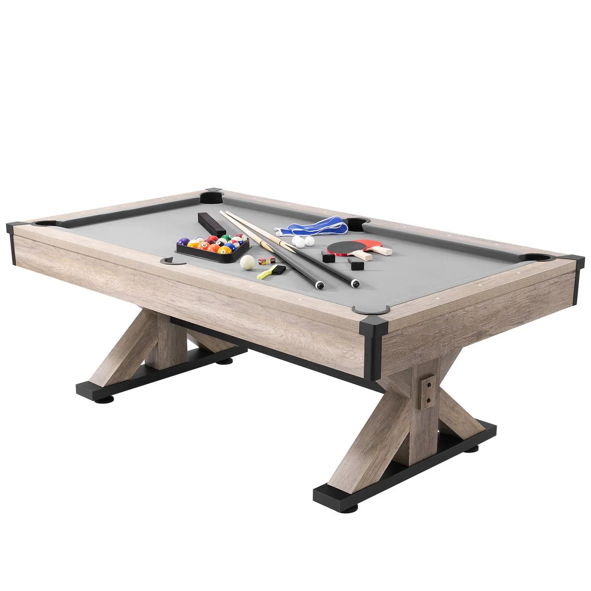 VEVOR VEVOR VP35 7 ft 3-in-1 Game Table Grey Wood 84.0x47.8x31.97 in — product photo