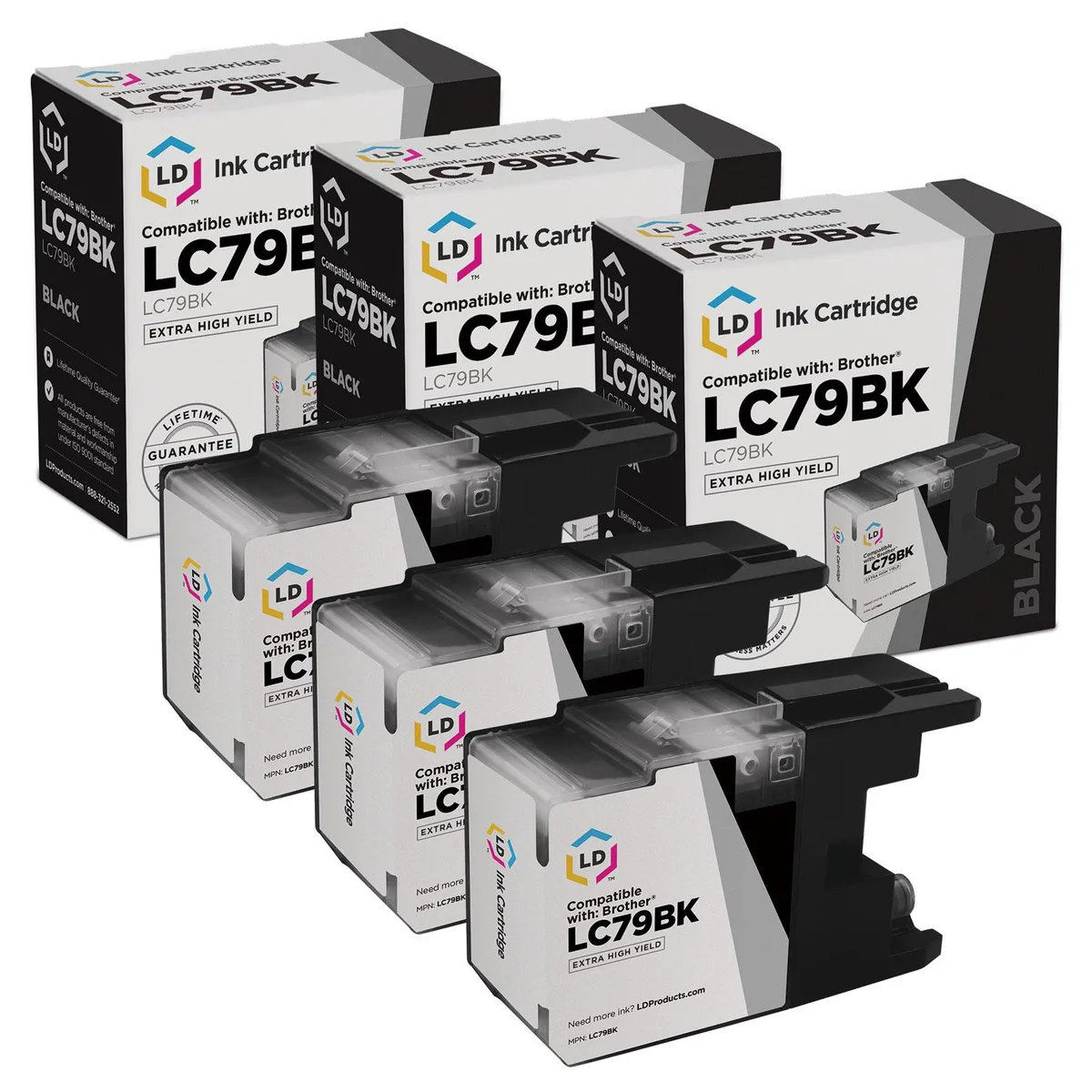 LD Products LD Products LC79BK Extra High Yield Black Ink Cartridge 3-Pack 2400 Pages — product photo