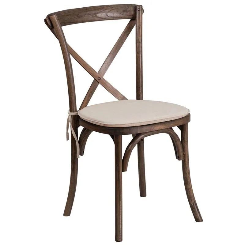 Flash Furniture Flash Furniture HERCULES Series Stackable Early American Wood Cross Back Chair with Cushion — product photo