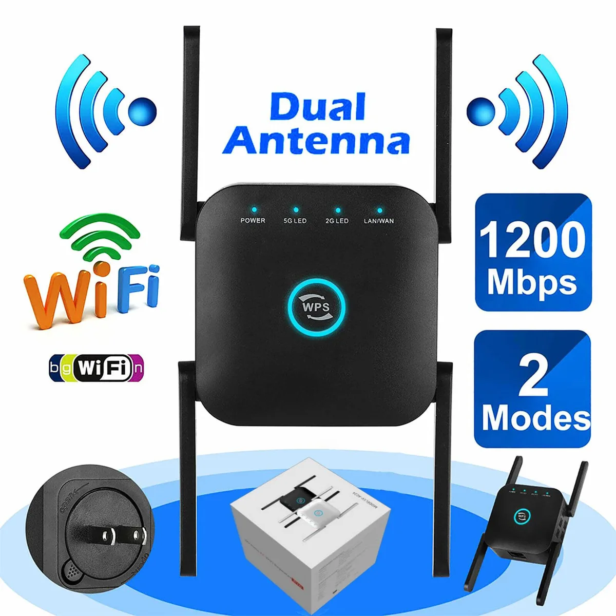 TROPRO TROPRO AC1200 Wireless Range Extender 4 Antennas 1200 Mbps 1292 sq ft — product photo