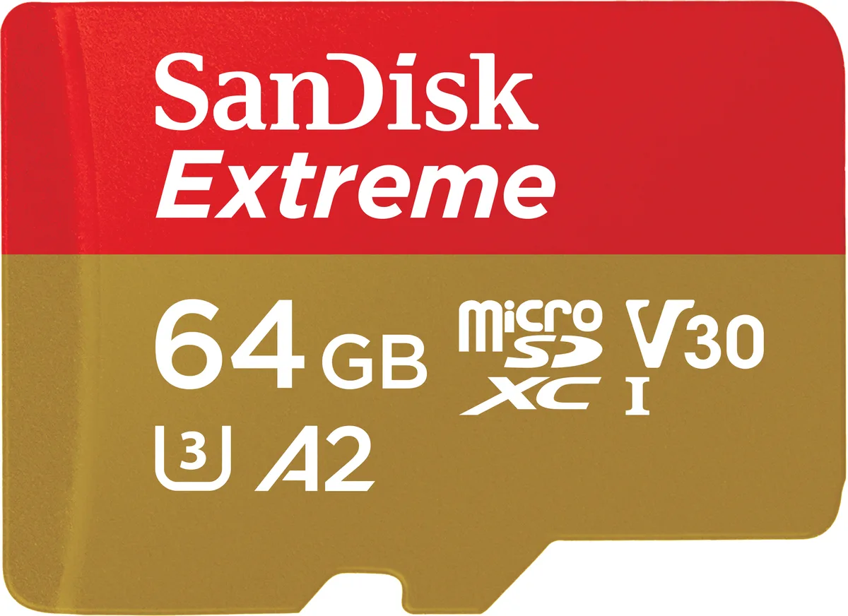 SanDisk SanDisk Extreme 64GB microSDXC SDSQXAH-064G-GN6MA memory card — product photo