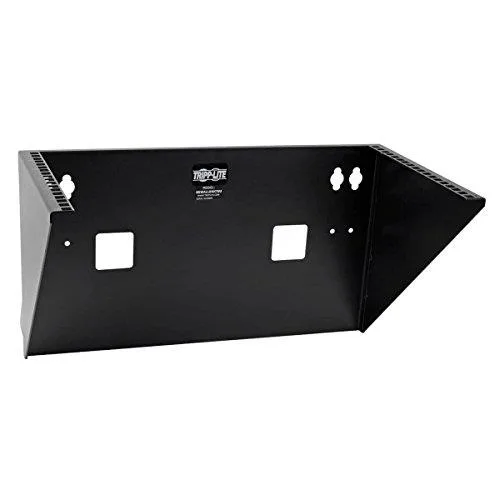 Black powder-coated steel 6U vertical wall-mount rack bracket with 16 inch stud spacing 19 inch EIA rails 200lb capacity