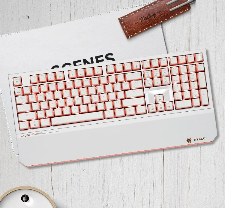 Corn Electronics Corn Electronics X5 Mechanical Gaming Keyboard Pink White 108 Keys Wired/2.4G — product photo