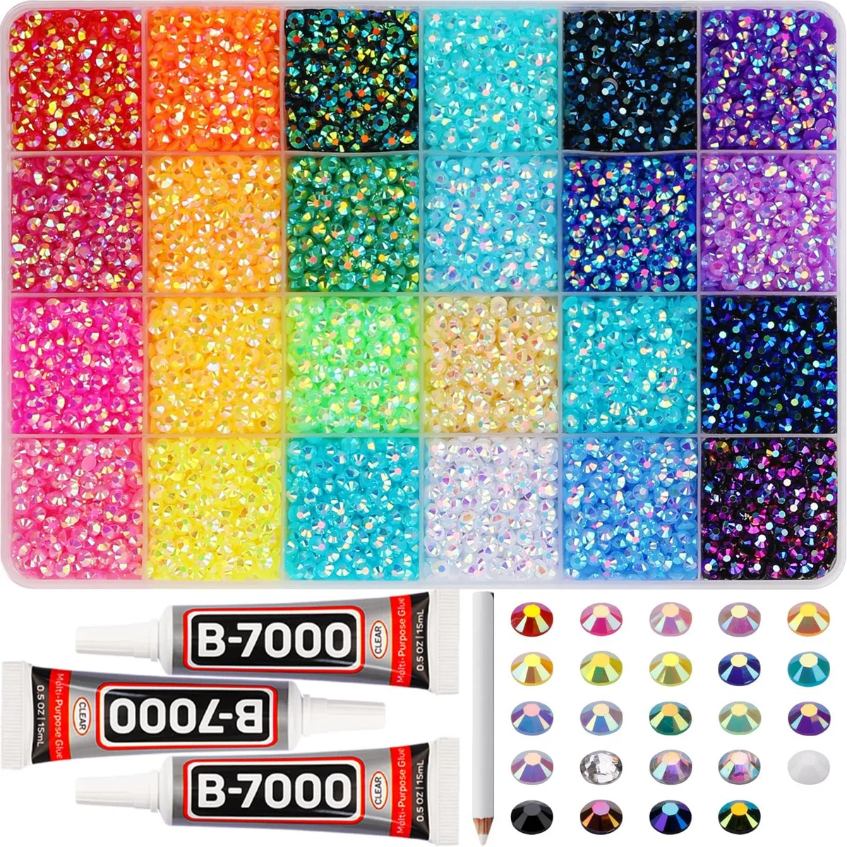 None Continuous None Continuous z224-2 17000Pcs 4mm Resin Rhinestones Jelly AB Mix with B7000 Glue — product photo