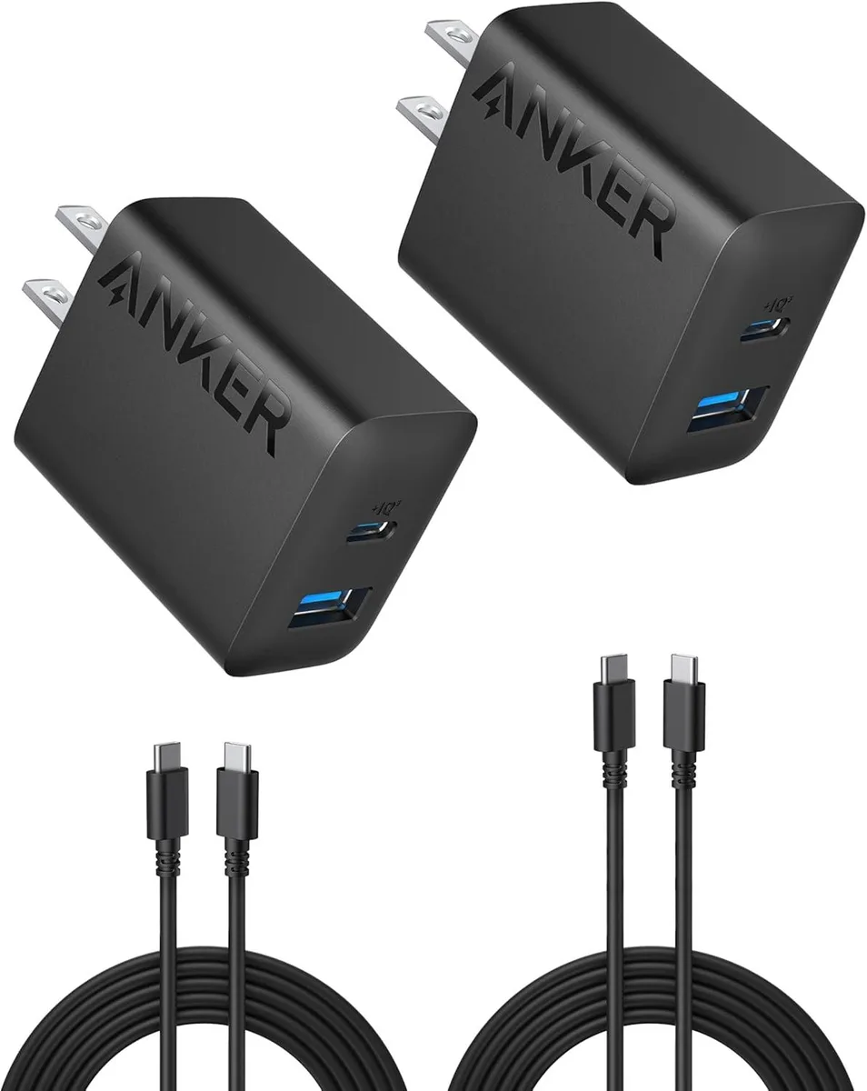 ONITOON ONITOON 20W Dual-Port USB-C Charger 2-Pack with 2 Cables (Black) — product photo