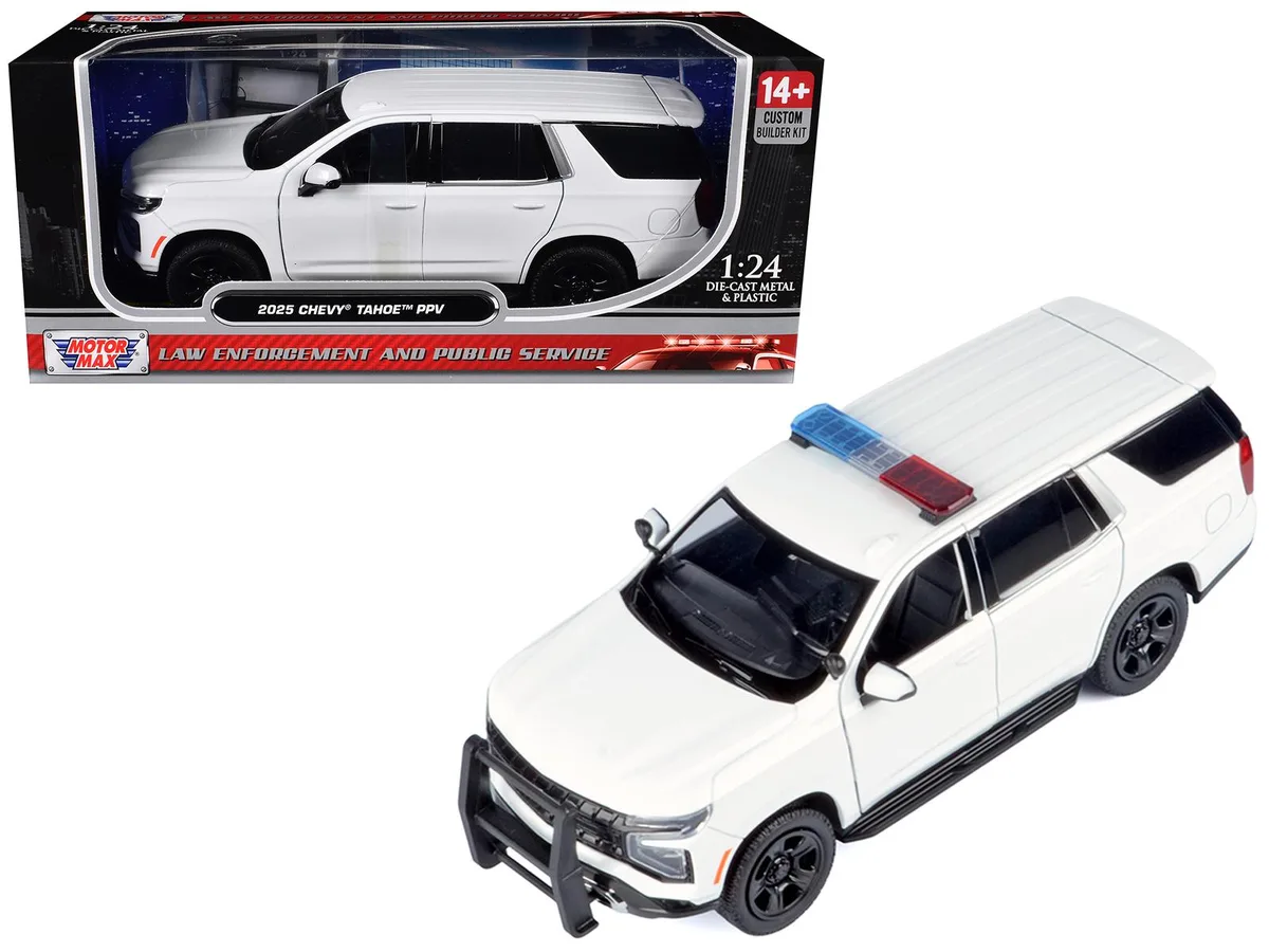 MOTORMAX MOTORMAX 2025 Chevrolet Tahoe PPV White Custom Builder's Kit 1/24 Diecast — product photo