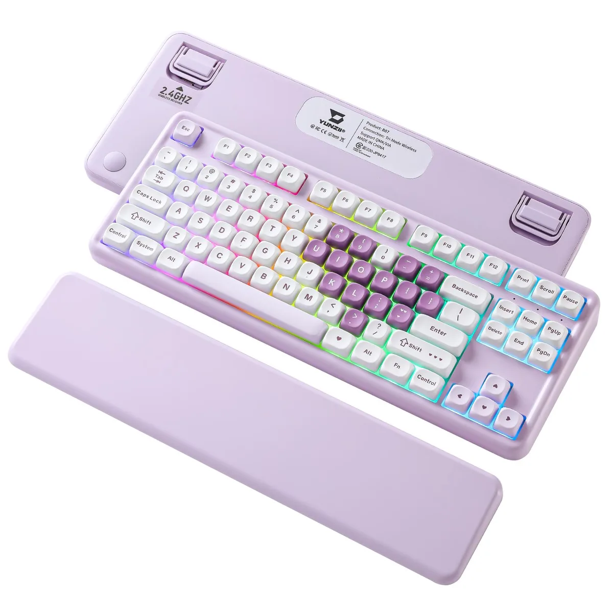 YUNZII YUNZII B87 Heart Wireless Mechanical Gaming Keyboard Purple Cocoa V2 Switch — product photo