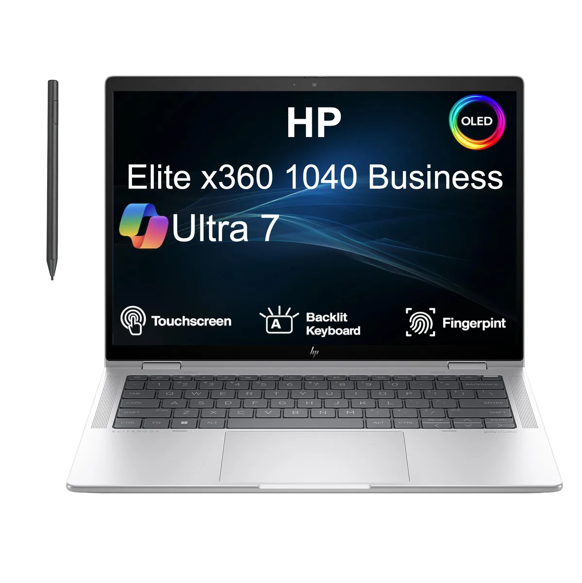 HP HP Elite x360 1040 2-in-1 laptop Ultra 7-155H 32GB LPDDR5X 2TB SSD 14.0" OLED 2.8K 120Hz Silver — product photo