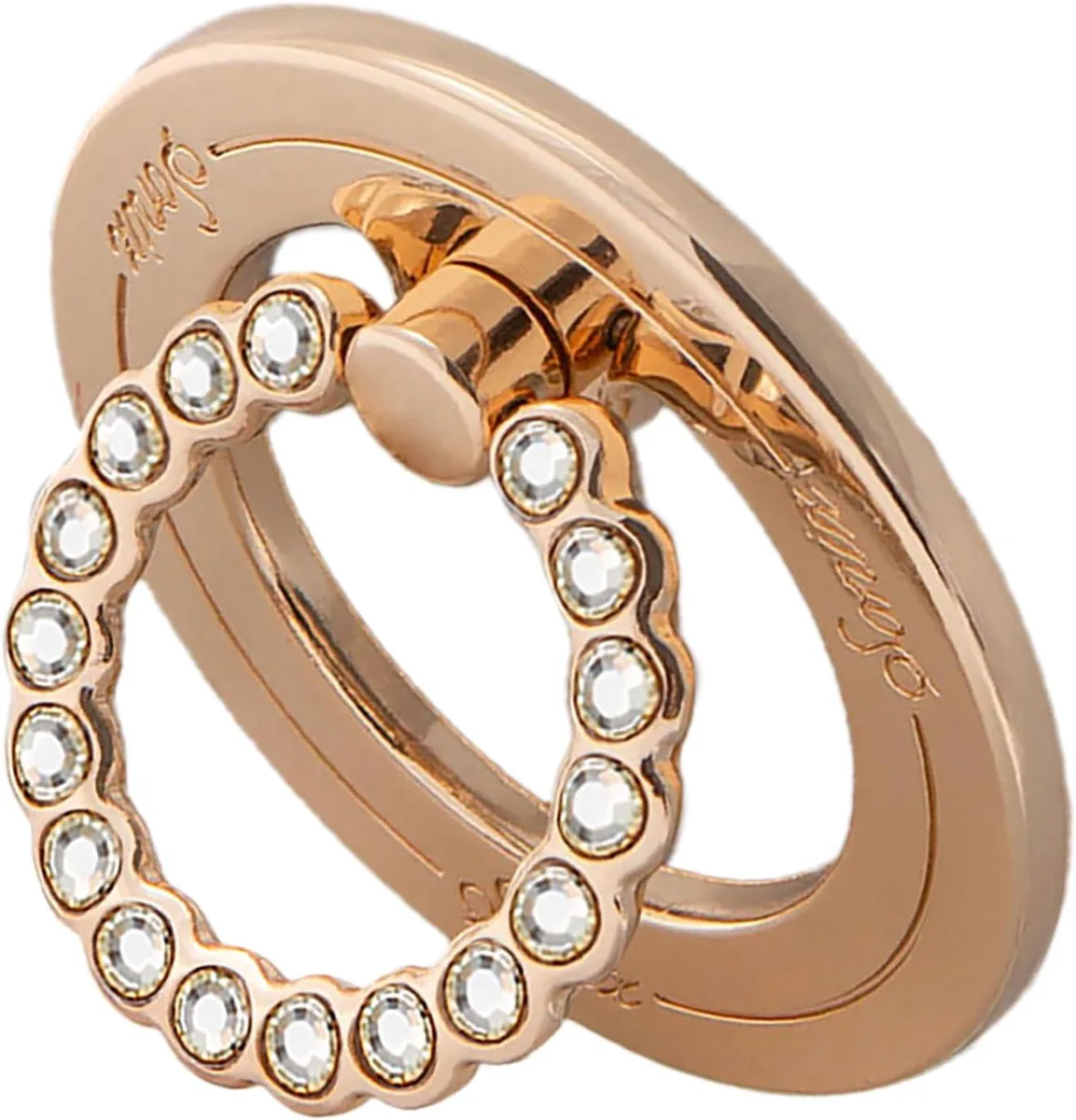 Gold ring with clear rhinestones magnetic MagSafe phone grip ring