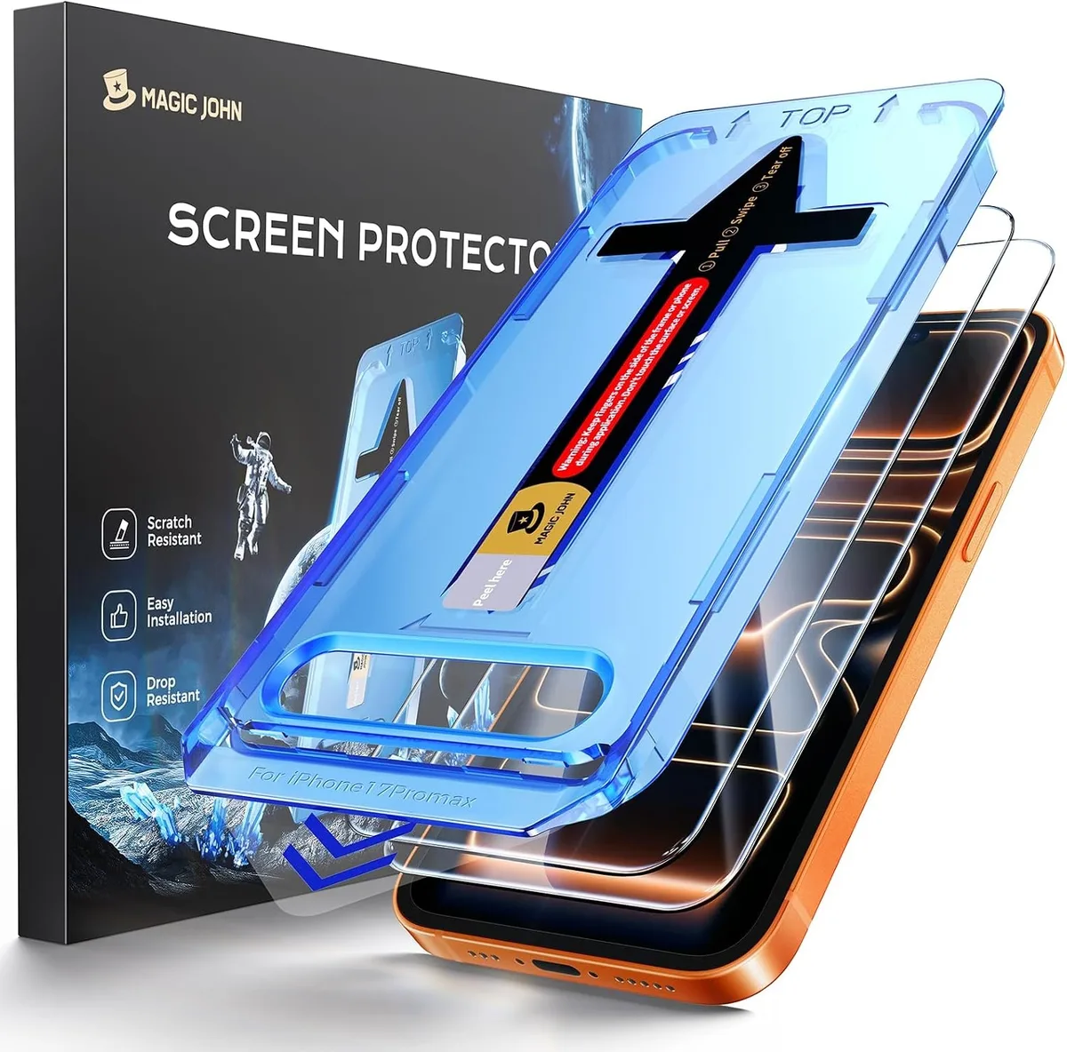 Two clear tempered-glass screen protectors for iPhone 17 Pro Max 6.9 inch