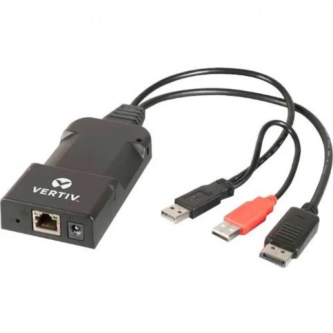 Compact zero-U KVM transmitter dongle with DVI, RJ-45 and two USB ports