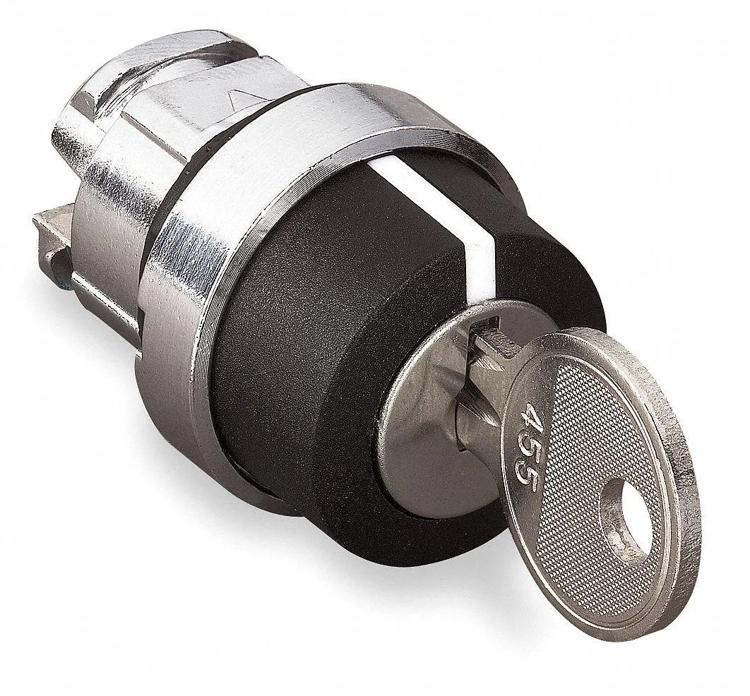 Schneider Electric 22 mm black keyed selector switch with chrome bezel