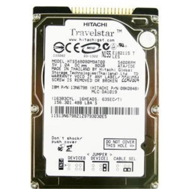 Hitachi, Ltd. Hitachi, Ltd. Travelstar HTS548080M9AT00 80GB 2.5" ATA-100 5400RPM backup media — product photo