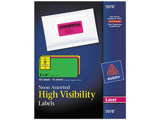 Avery Avery 5978 High-Visibility Labels Neon 2x4 150ct — product photo