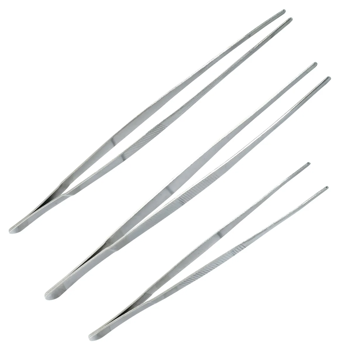Dijedev HONGT0240924 3-piece stainless steel tweezer set 8" 10" 12" laboratory supply — product photo