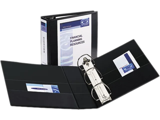 Avery 9800 black 4 inch slant ring view binder with clear cover overlay