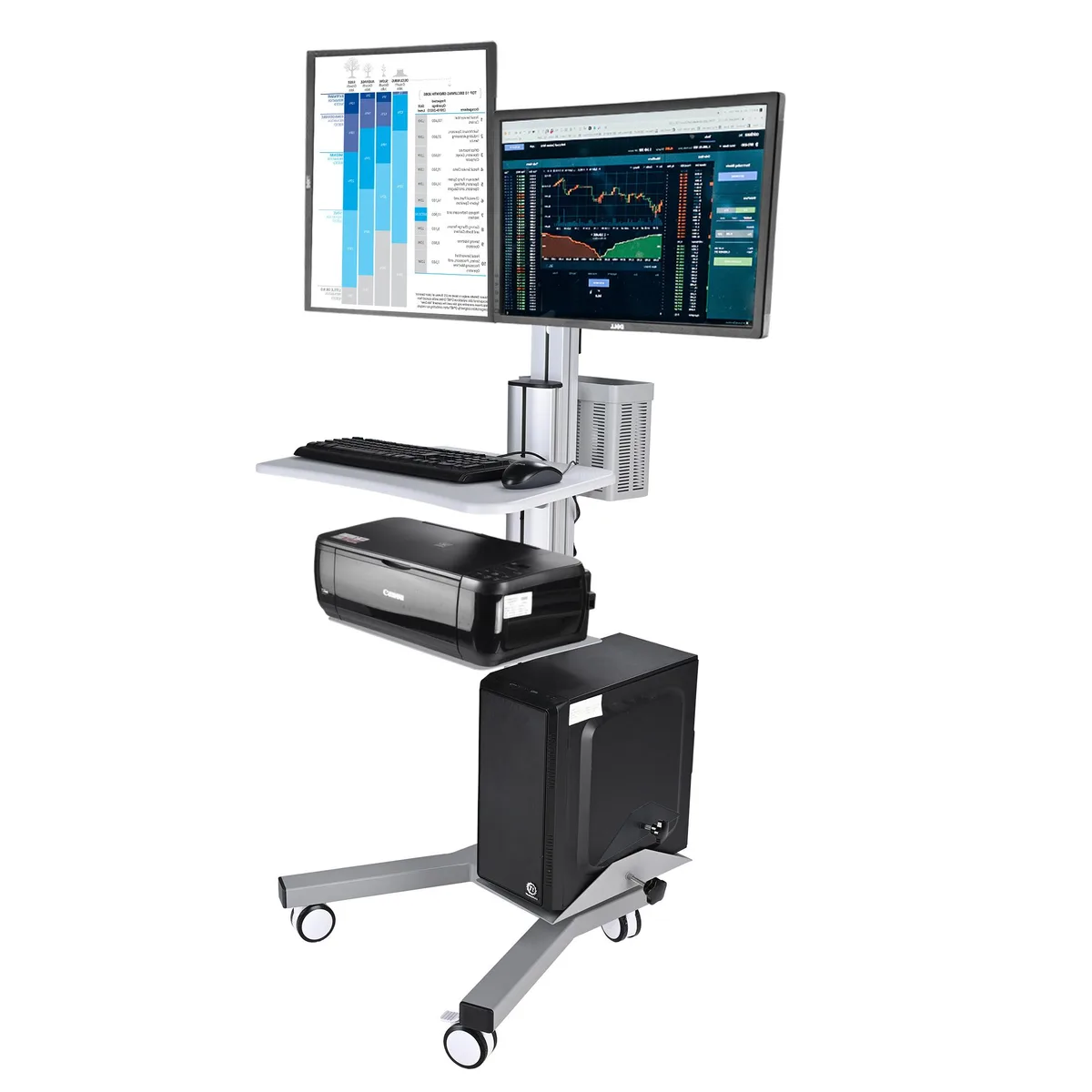 Yescom USA, Inc. Yescom USA, Inc. 41PCM001-1202-11-AB Mobile Cart Dual Monitor Mount — product photo