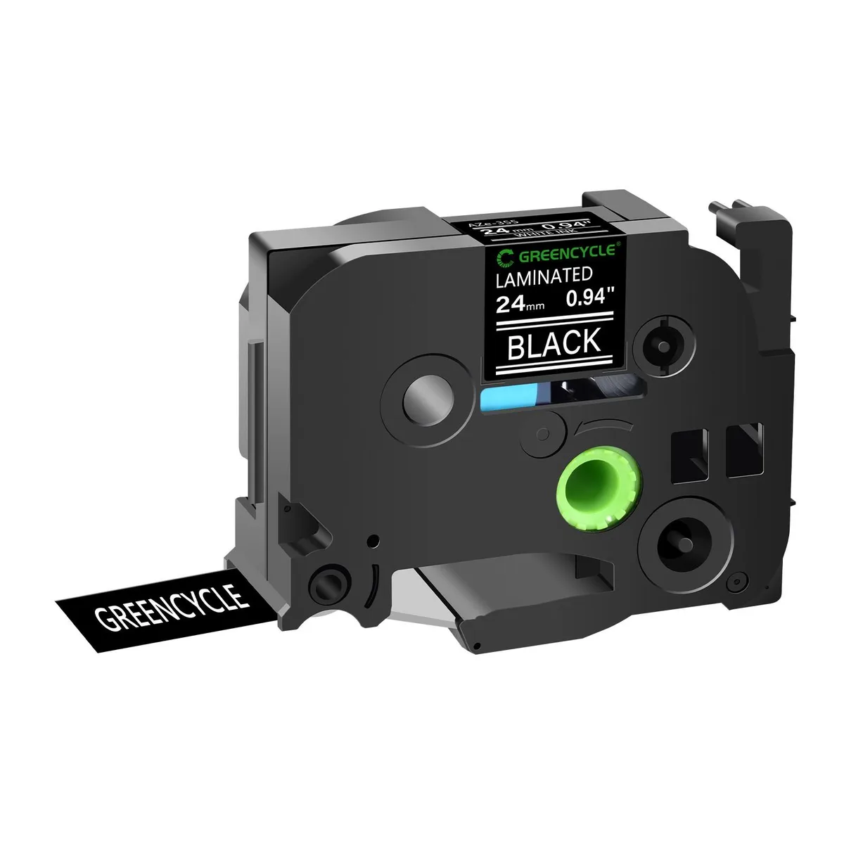 GREENCYCLE GREENCYCLE TZe-355 24mm White on Black label tape — product photo