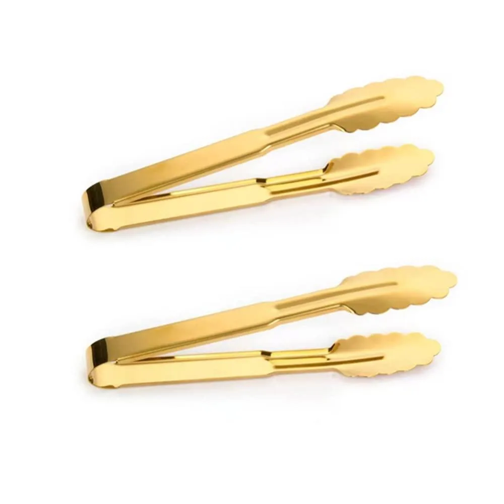 JYJFGSFA JYJZ 2-Pack 9 Inch Gold Stainless Steel Serving Tongs — product photo