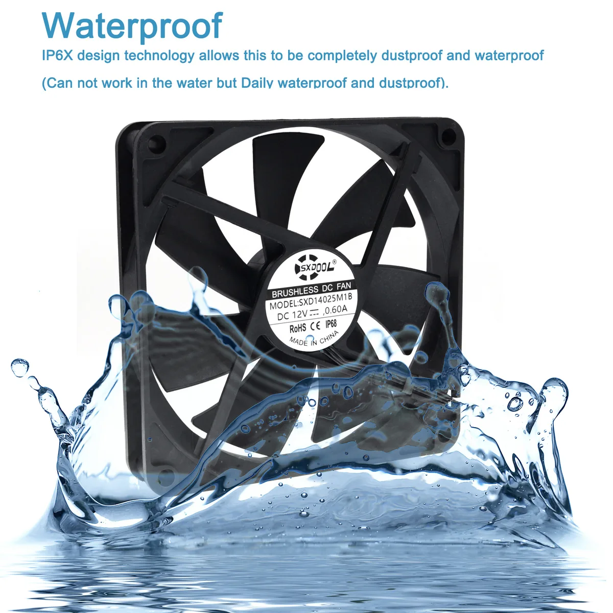 SXDOOL SXDOOL SXD14025M1B 140mm 2900RPM 152CFM IP68 Case Fan — product photo