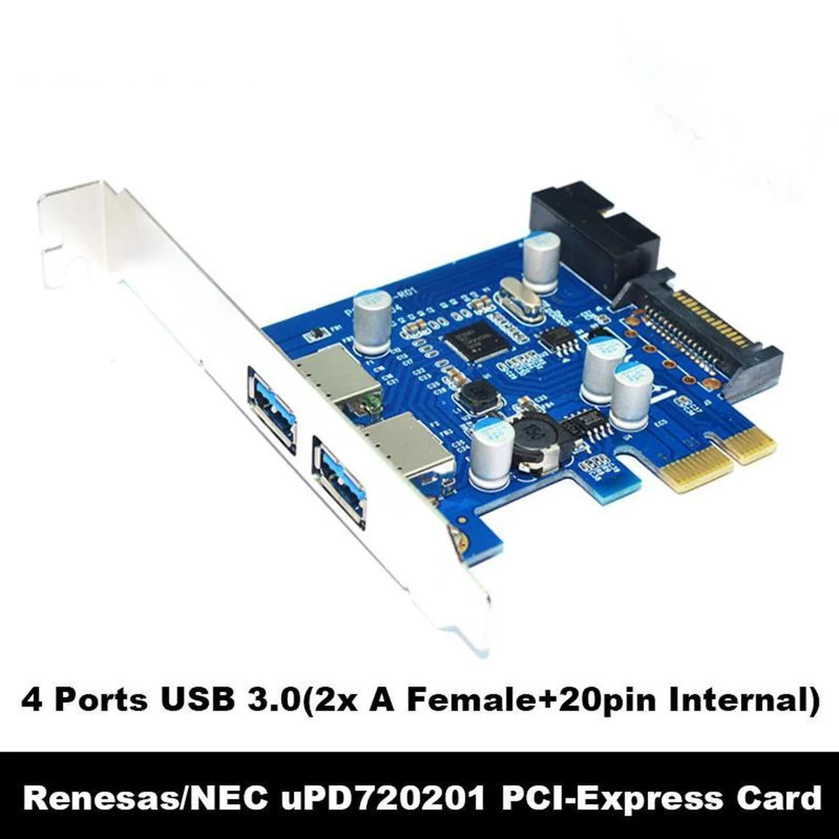 Vszerda Vszerda PCIe to 4 Port USB 3.0 Card SATA Power — product photo