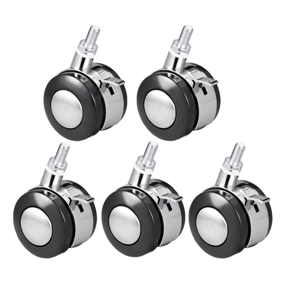 Unique-Bargains Unique-Bargains 2 inch Twin Wheel Brake M8x15 Threaded Stem Swivel Casters 5pcs — product photo