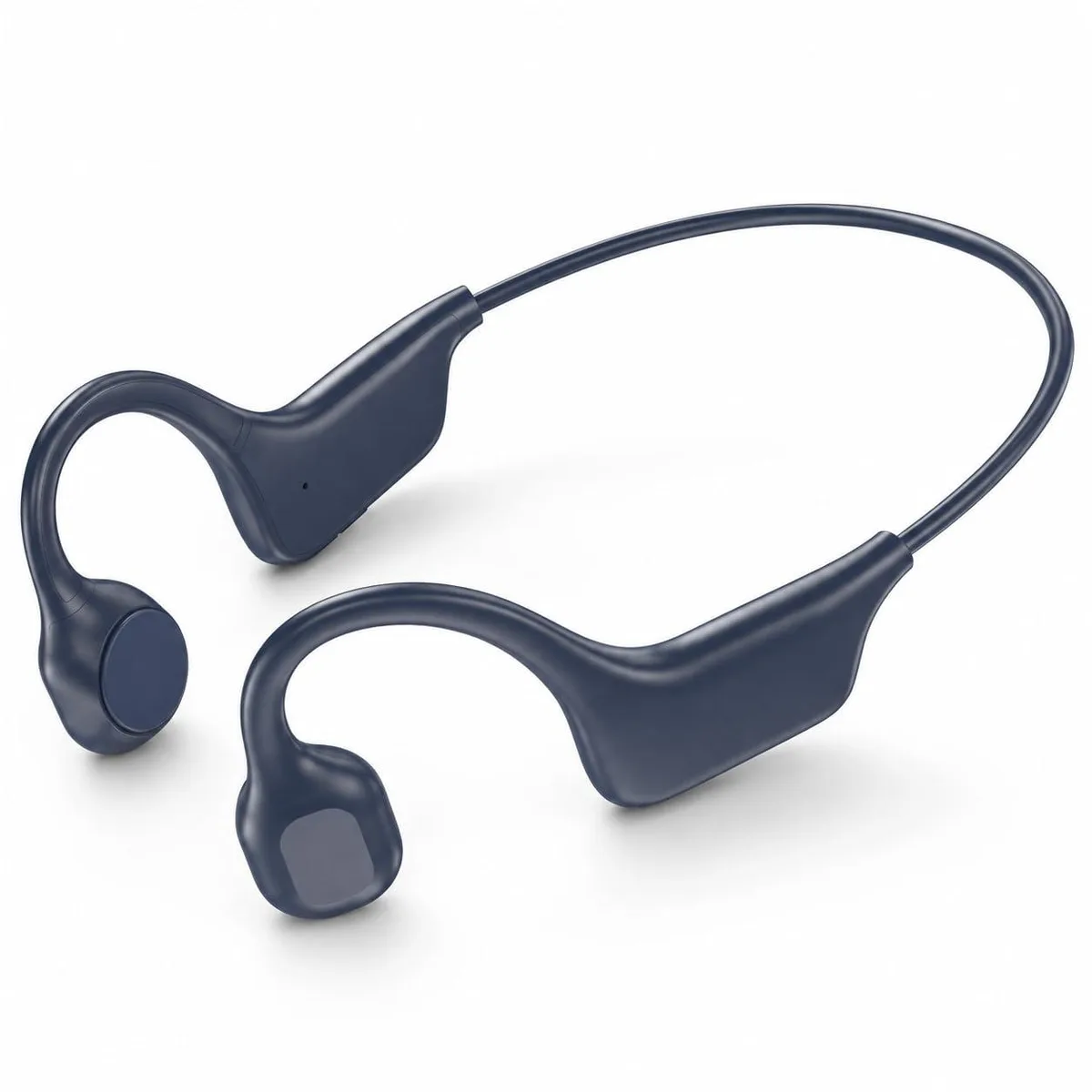 White bone conduction headphones with open-ear neckband design