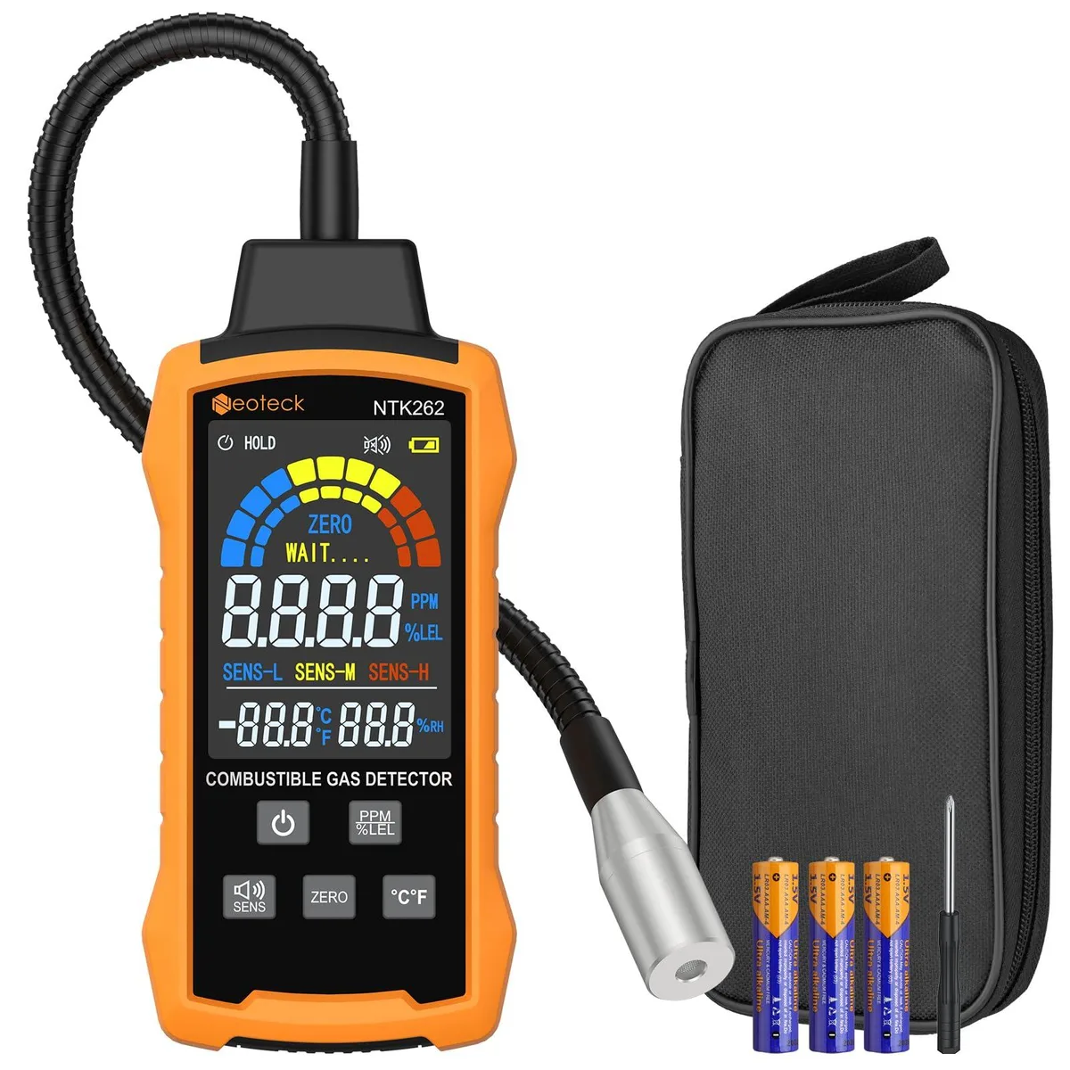 KEHIPI KEHIPI Natural Gas Detector 0-9999PPM/0%-20% LEL 12 Gooseneck 3 Modes — product photo